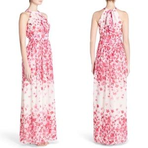 NWT Eliza J Floral Pleated Chiffon Maxi Dress